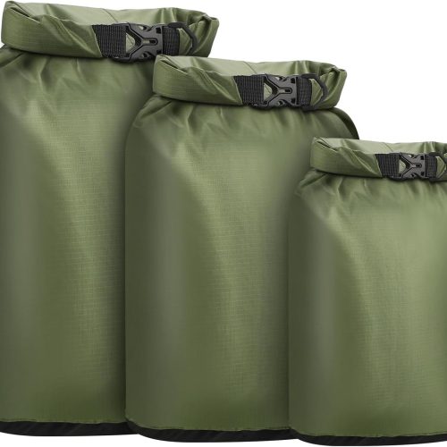 Dry Bag Waterproof 3 Pack Lightweight Dry Sack, 6L&10L&20L Outdoor Stuff Sack, Durable Wet Dry Storage Bag for Hiking, Backpacking, Camping, Kayaking, Swimming, Boating- Green