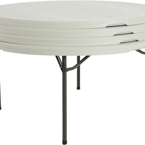 Commercial Round Folding Table (4 Pack), 5', White