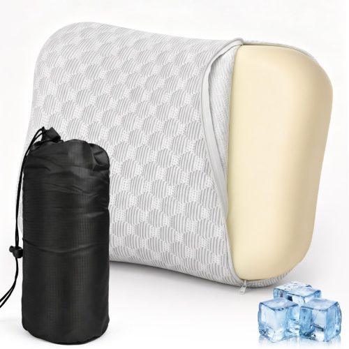 Travel & Camping Memory Foam Pillow, Compressible Portable Camp Pillow with Breathable Removable Cover, Soft & Firm Dual Comfort, Compact Backpacking Pillow for Tent & Outdoor Travel