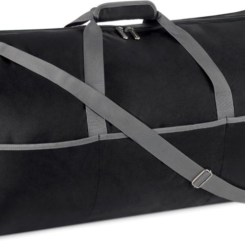 Extra Large Foldable Nylon Duffel Bag for Travel/Storage with Zippered Pockets, 32.4", 150L, 50-LBS Capacity, Black (Previously )