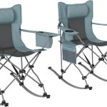 Folding Rocking Chair, Portable Outdoor Rocking Chair with Headrest, Insulated Bag, Cup Holder, Storage Bag