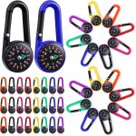 Compass Keychain for Kids Adventure Camping Small Keychain Belt Clips with Holes Metal Buckle Outdoor Camping Party Favors
