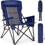 Oversized Folding Camping Chair, High Backrest, Heavy Duty Lawn Chair, 500 lbs Load Capacity